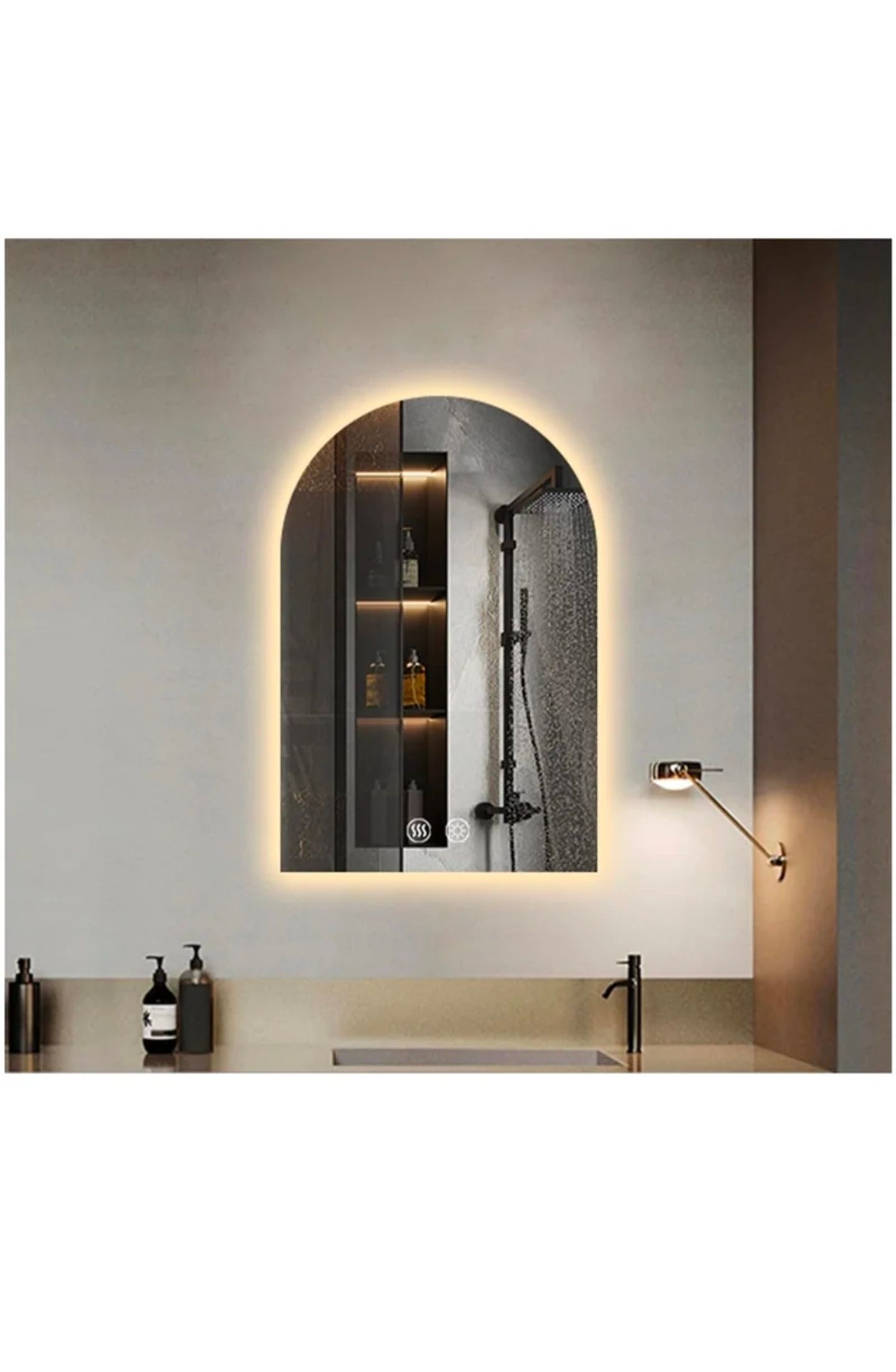 Arched LED Bathroom Mirror, Frameless Arch Backlit Wall Mirror, Lighted Vanity Mirror with 3 Color Temperature Adjustment, Anti-Fog_1