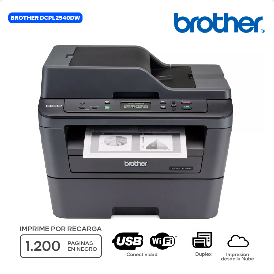 BROTHER DCPL2540DW / IMPRESORA MONOCROMATICA LASER MULTIFUNCION / DUPLEX / WIFI_0