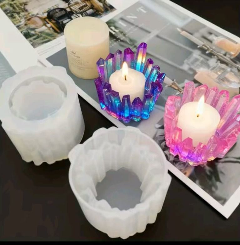 Molde para macetera o velas, Cristales. _3
