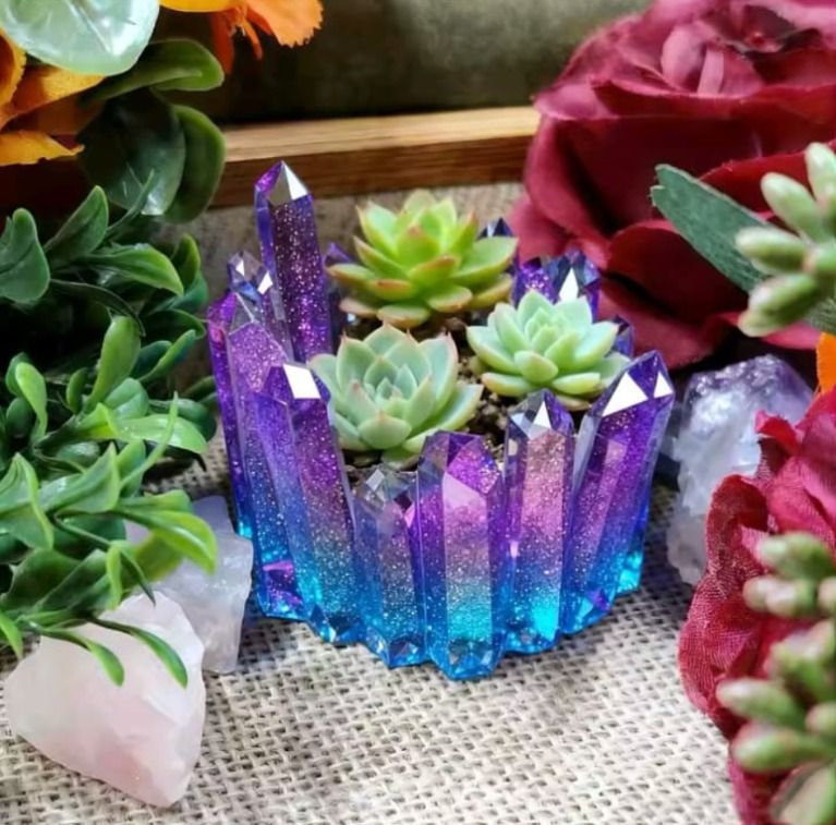 Molde para macetera o velas, Cristales. _2