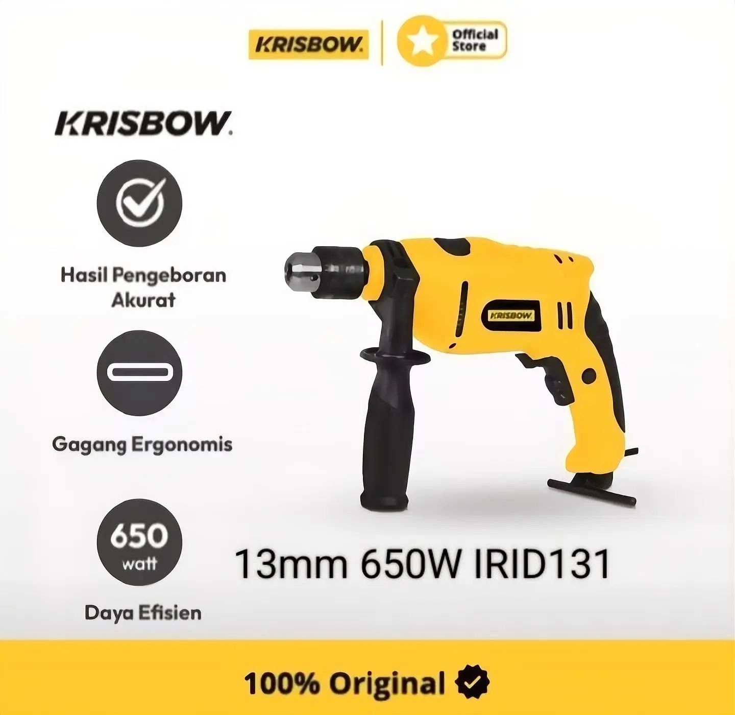 Krisbow Electric Impact Drill Bor Listrik 13mm 650 Watt Irid131_1