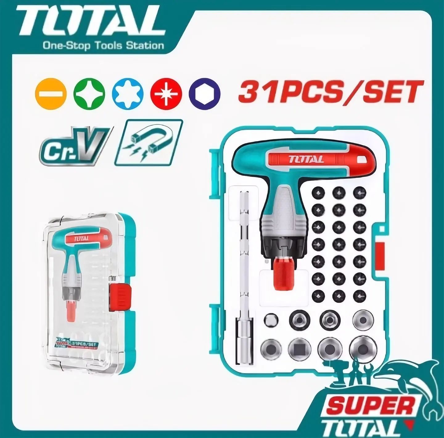 TOTAL 31 pcs Screwdriver and Bits set_0