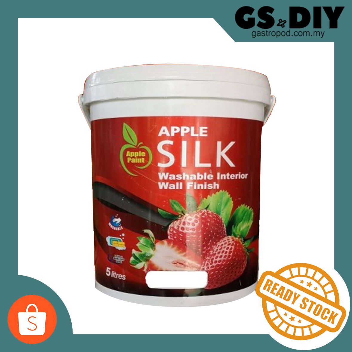 APPLE Silk Washable Interior Wall Finish🎨 1L& 5L Smooth Sheen Paint /Glossy Interior Paint 珍珠漆 (Price onward)_0