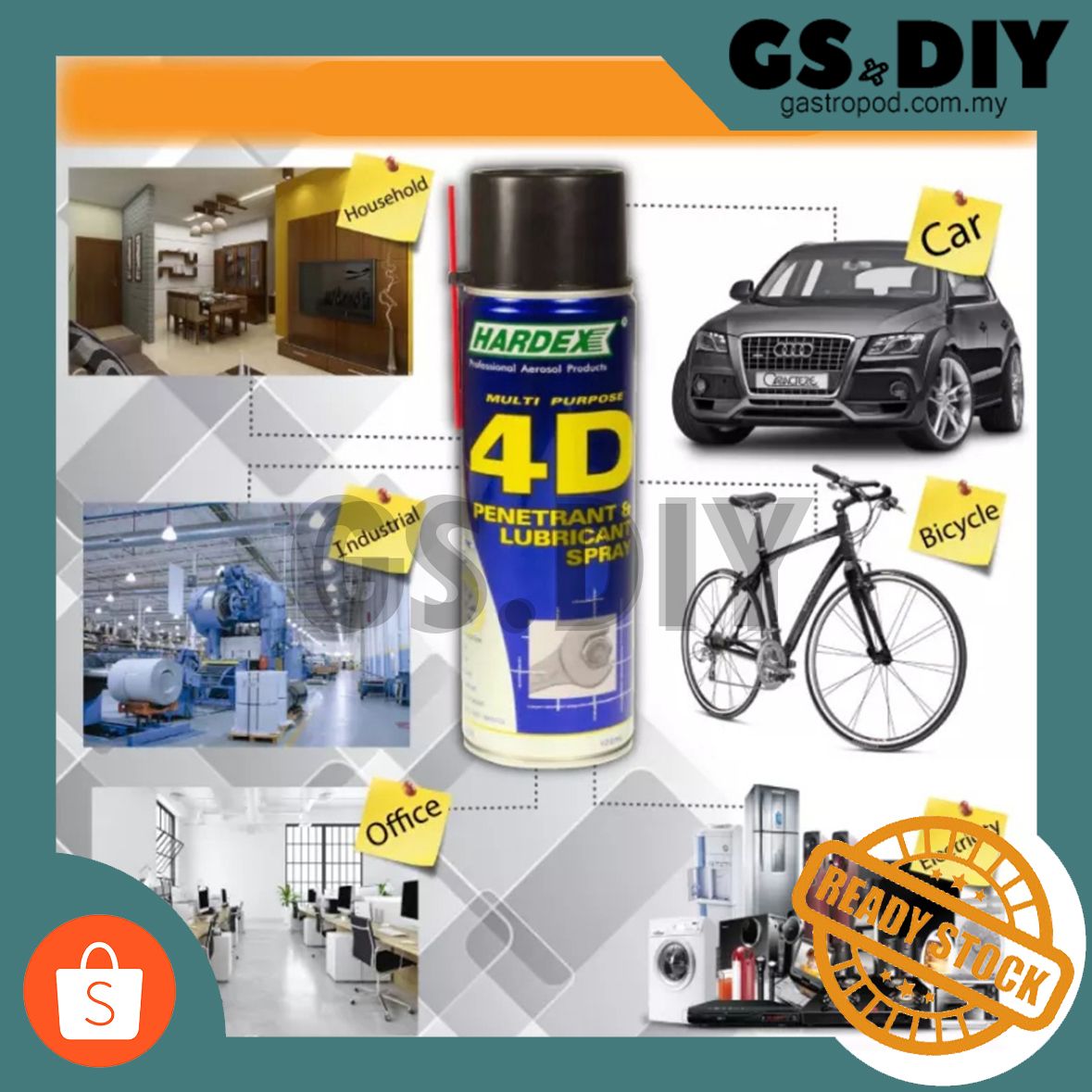 Hardex HD-420/HD-440 4D Multi Purpose Penetrant & Lubricant Spray 200ml/400ml🐤Penyembur Penetran & Pelincir Pelbagai Tujuan多用途渗透剂和润滑剂喷雾_2