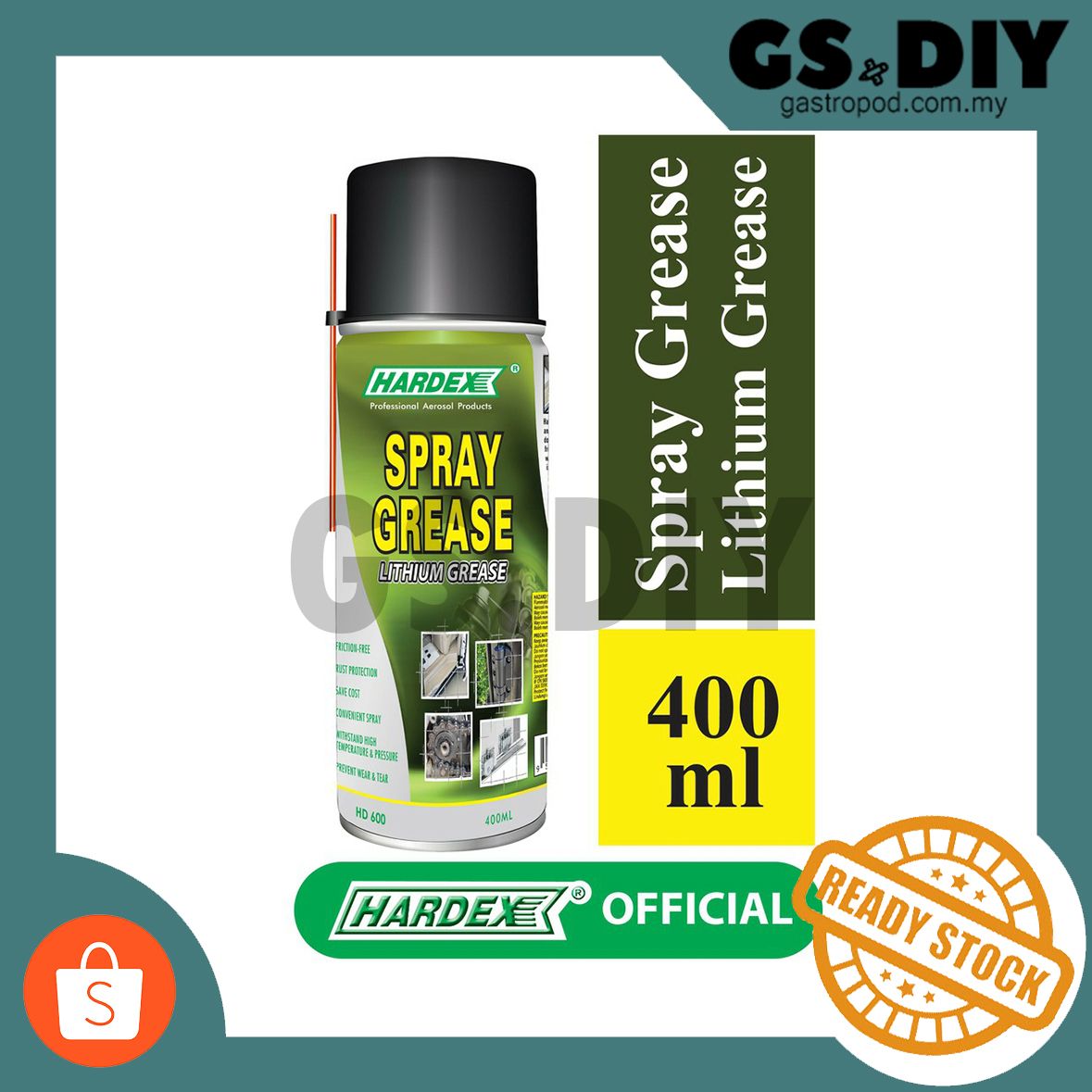 Hardex HD600 Spray Grease Lithium Grease 400ml喷雾润滑脂 锂基润滑脂_1