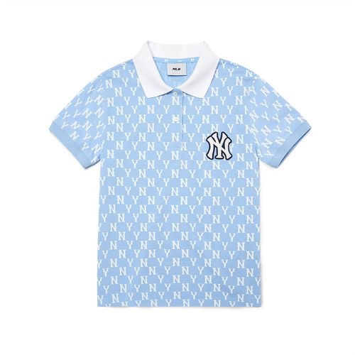 Womans Basic MONOGRAM All-Over Polo T-Shirt NEW YORK YANKEES - C03_0