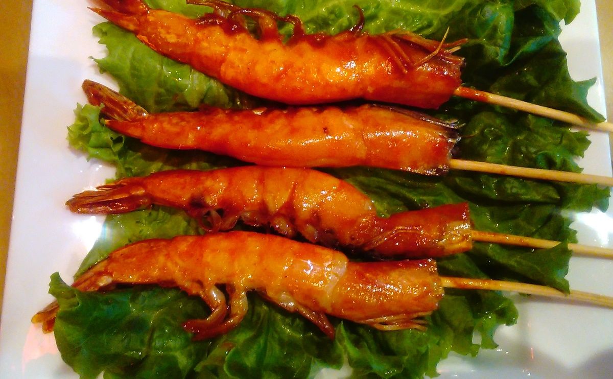 BBQ Shrimp Head on Sticks   烧烤虾_0