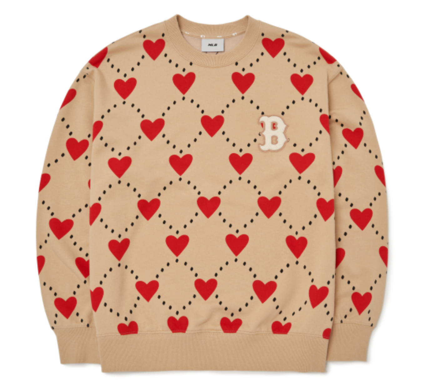 Heart Pattern Overfit Sweatshirt Boston - C48_0