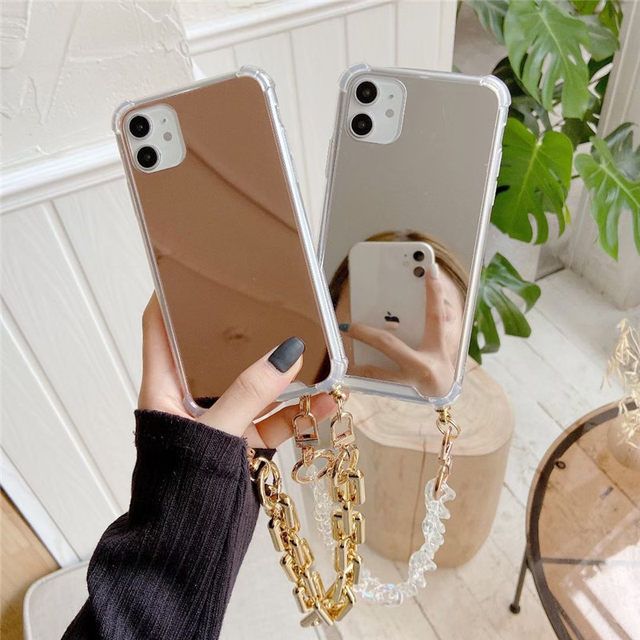 Plating mirror acrylic chain strap bracelet soft phone case for iphone 12 Pro Max MiNi 11 Pro Max X XR XS Max 7 8 plus SE_1