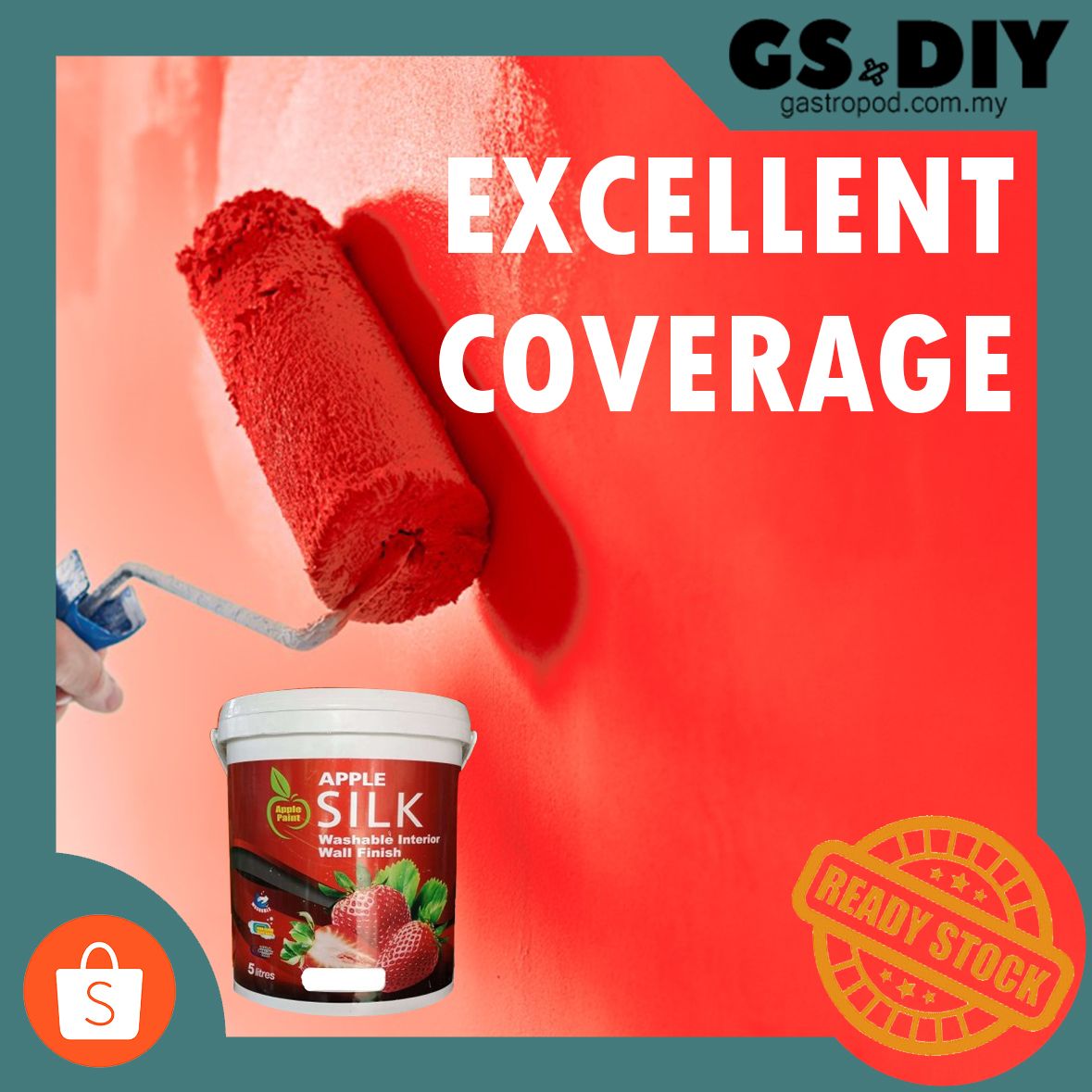 APPLE Silk Washable Interior Wall Finish🎨 1L& 5L Smooth Sheen Paint /Glossy Interior Paint 珍珠漆 (Price onward)_2
