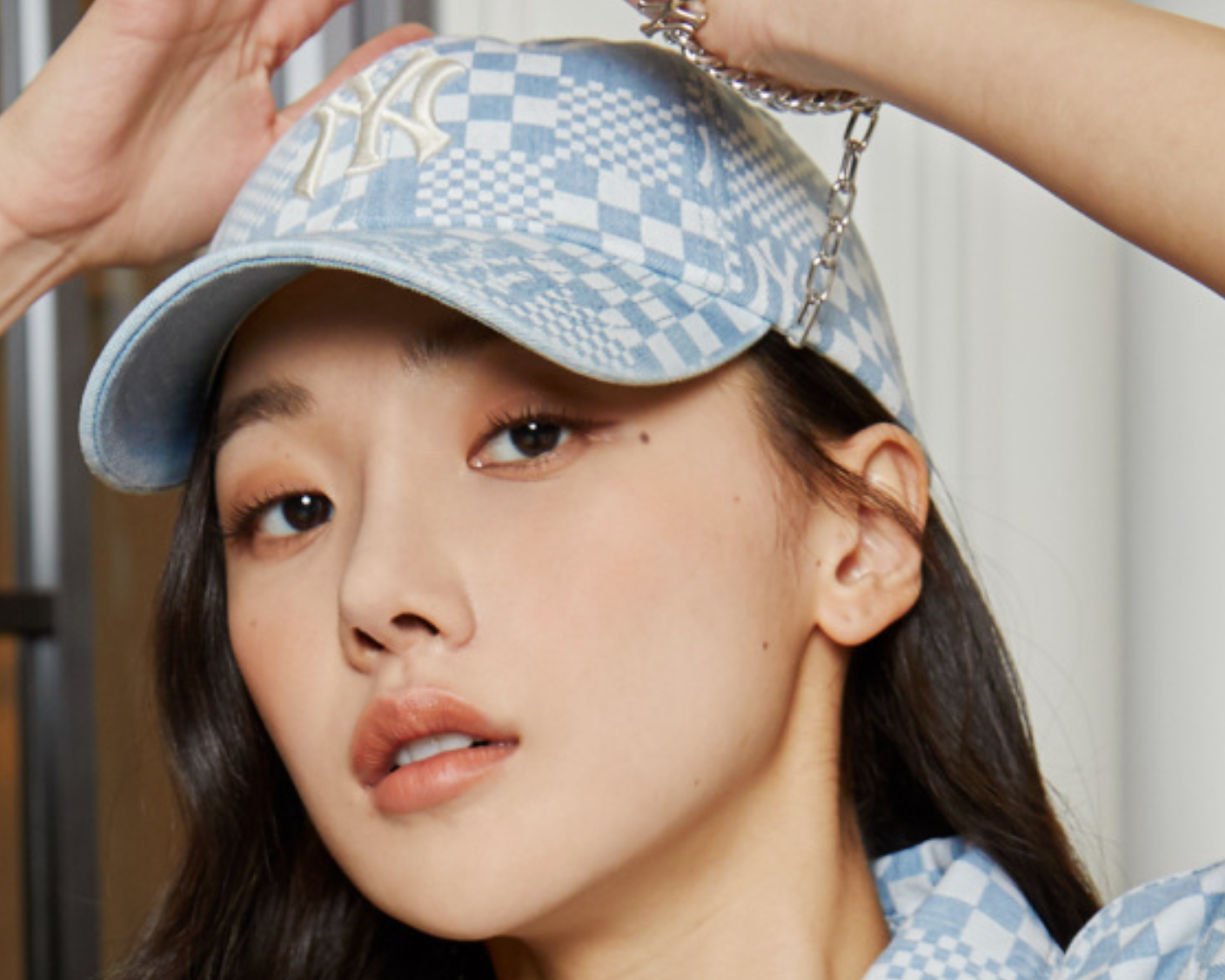 Checkerboard Denim unstructured Ball cap - CC30_1