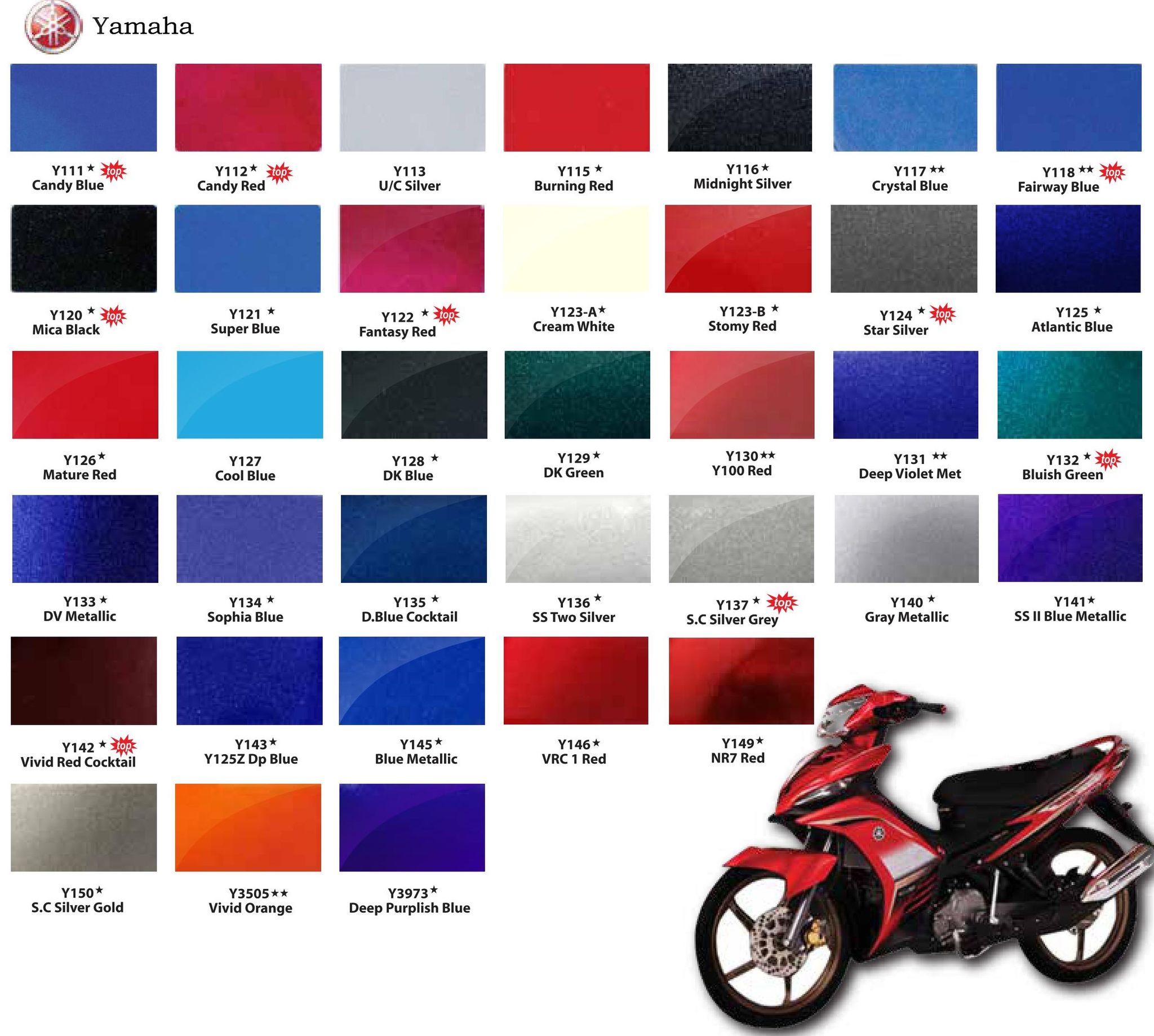 SAMURAI Spray Paint YAMAHA Color 400ml (#y111 #y112 #y115 #y116 #y120 #y124 #y132 #y136 #y137 #y138 #y140 #y141 #y142 #y143 #y146）_3