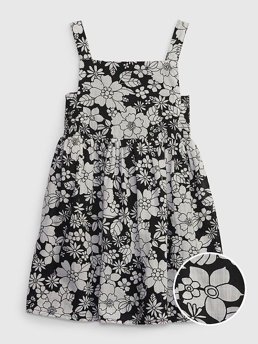 Floral Smocked Dress in black_0