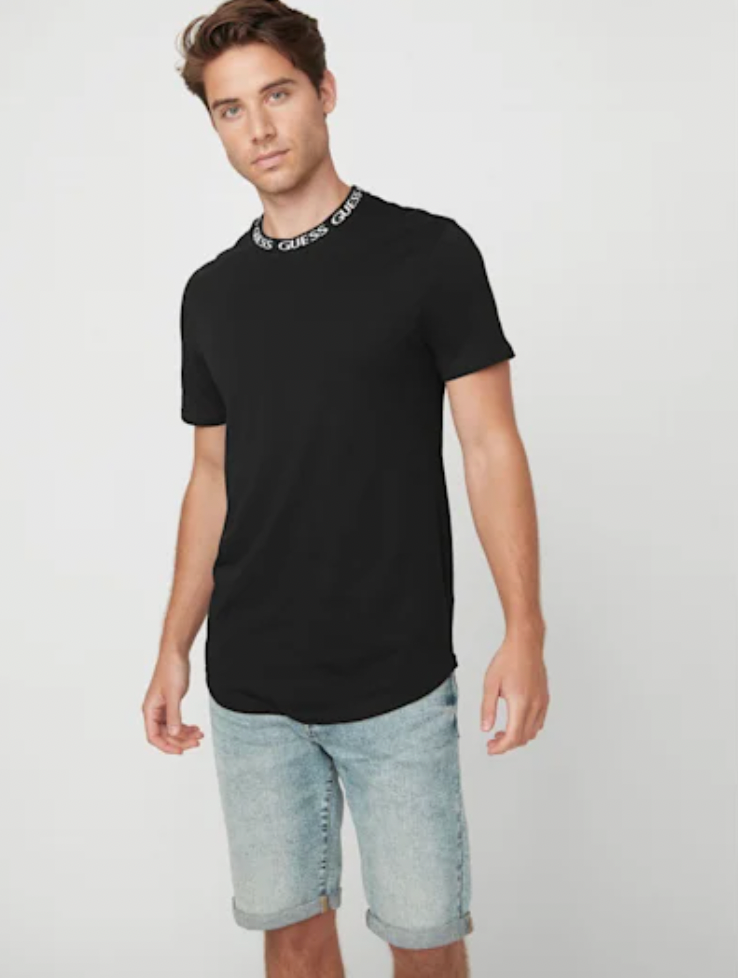 GUESS Black Neck Logo T-Shirt_0