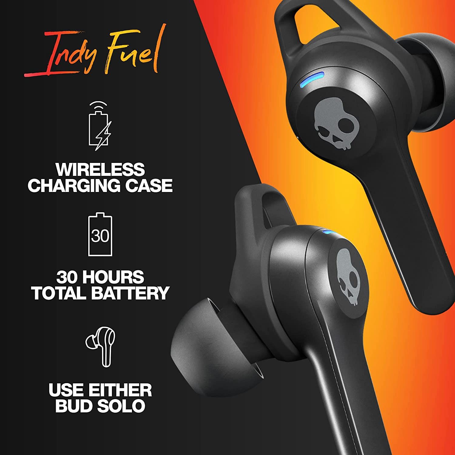 Skullcandy Indy Fuel True Wireless Earbuds with Wireless Charging Case - Black_0