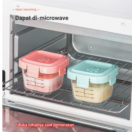 EARISE Kotak Tempat Makan Kaca Baby Glass Food Container Kedap Udara Makanan Bayi_0