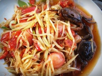 Papaya salad with pickled crab _0