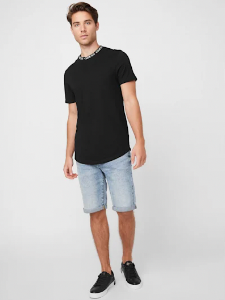 GUESS Black Neck Logo T-Shirt_1