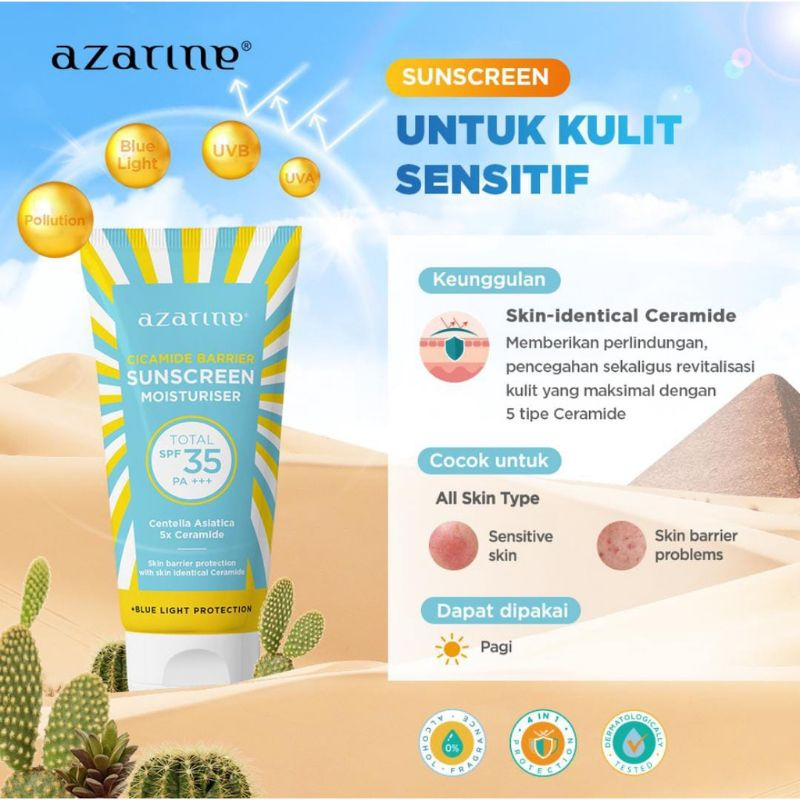 Azarine Sunscreen Moisturizer SPF 35 PA+++ Cicamide Barrier 40ml_1