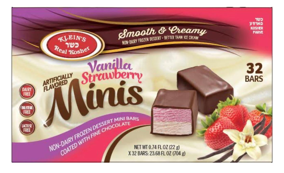 גלידונית וניל תות - פרווה כשר לפסח/Strawberry Vanilla flavored Minis/Minis saveur fraise vanille _0