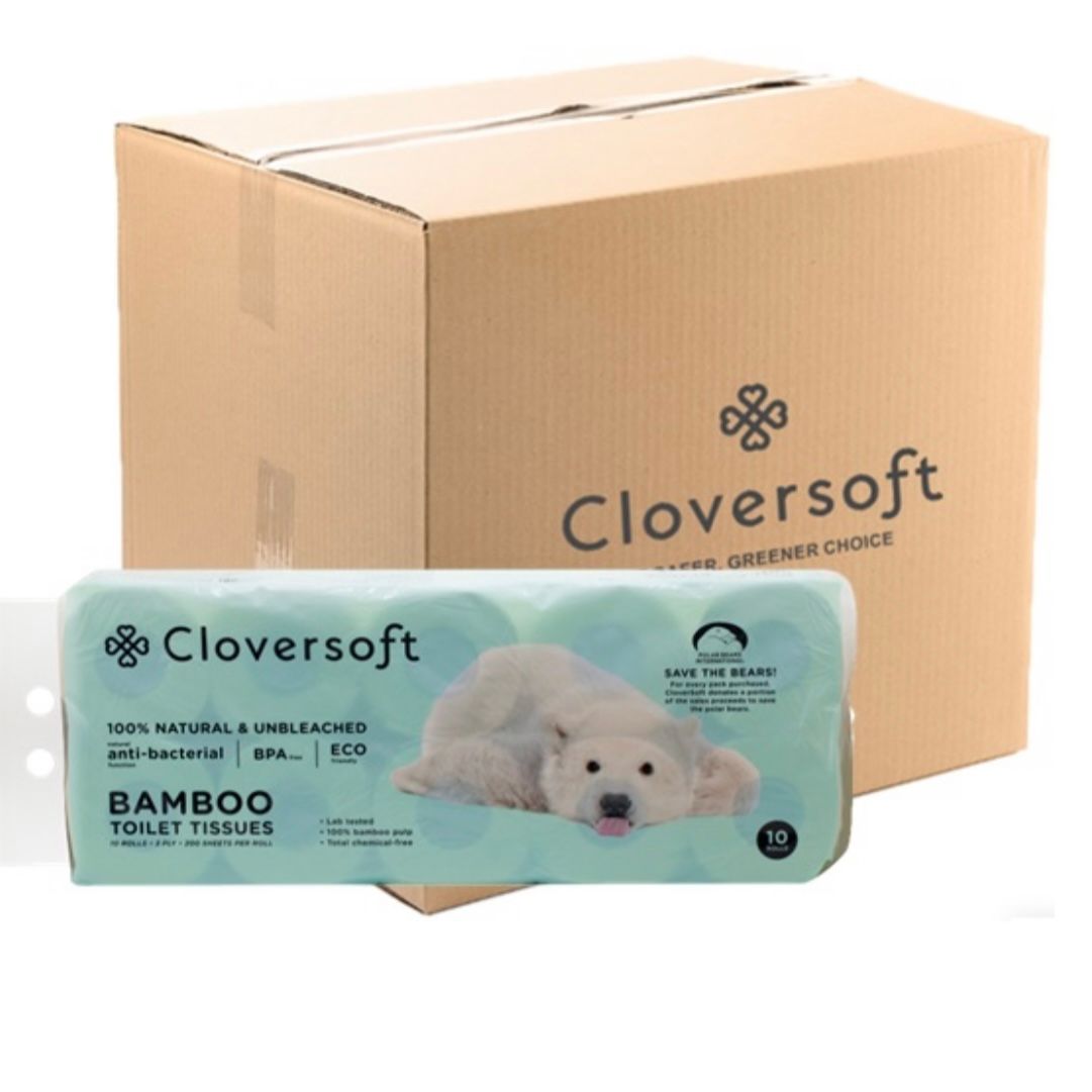 CloverSoft Unbleached Bamboo Toilet Tissues 3 Ply (10 x 10 Rolls)_1