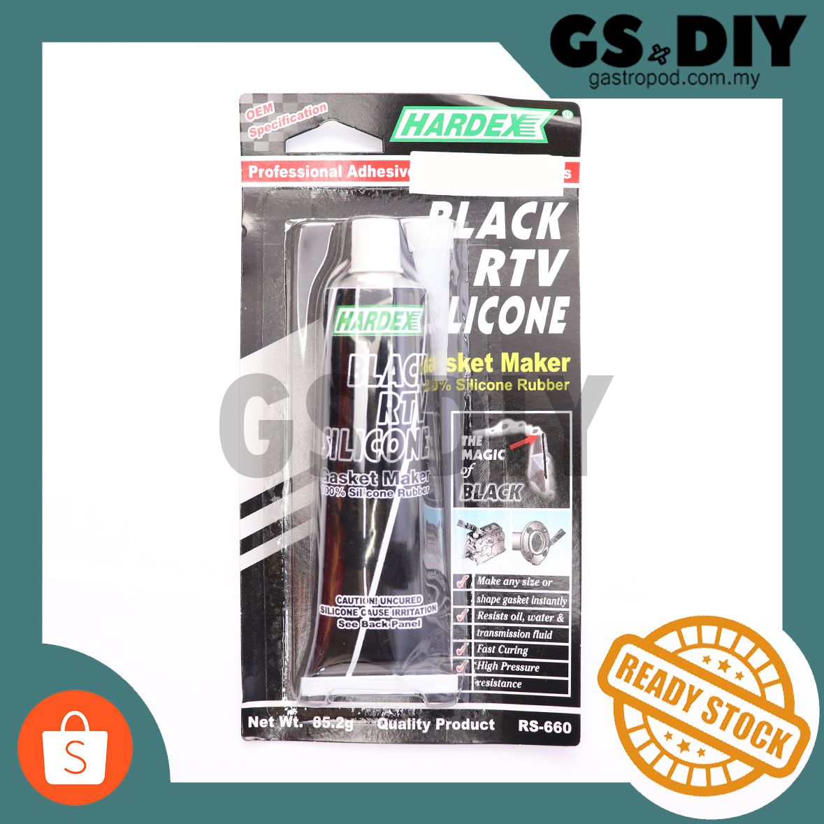 Hardex RS-660 Black RTV Silicone Gasket Maker, 100% Silicone Rubber_1
