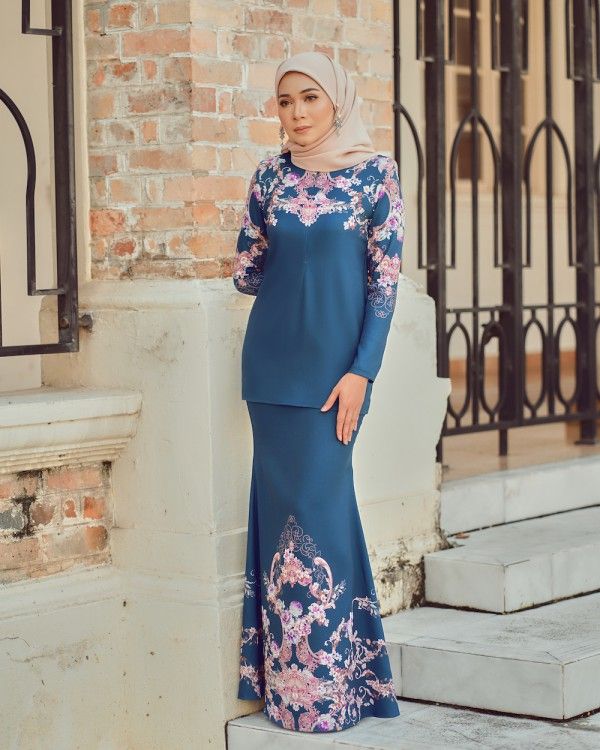 HAIDA MINI KURUNG - PEACOCK BLUE_0