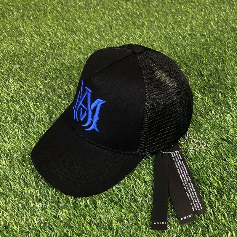 AMIRI CURVED PEAK BLACK AND BLUE LOGO_3