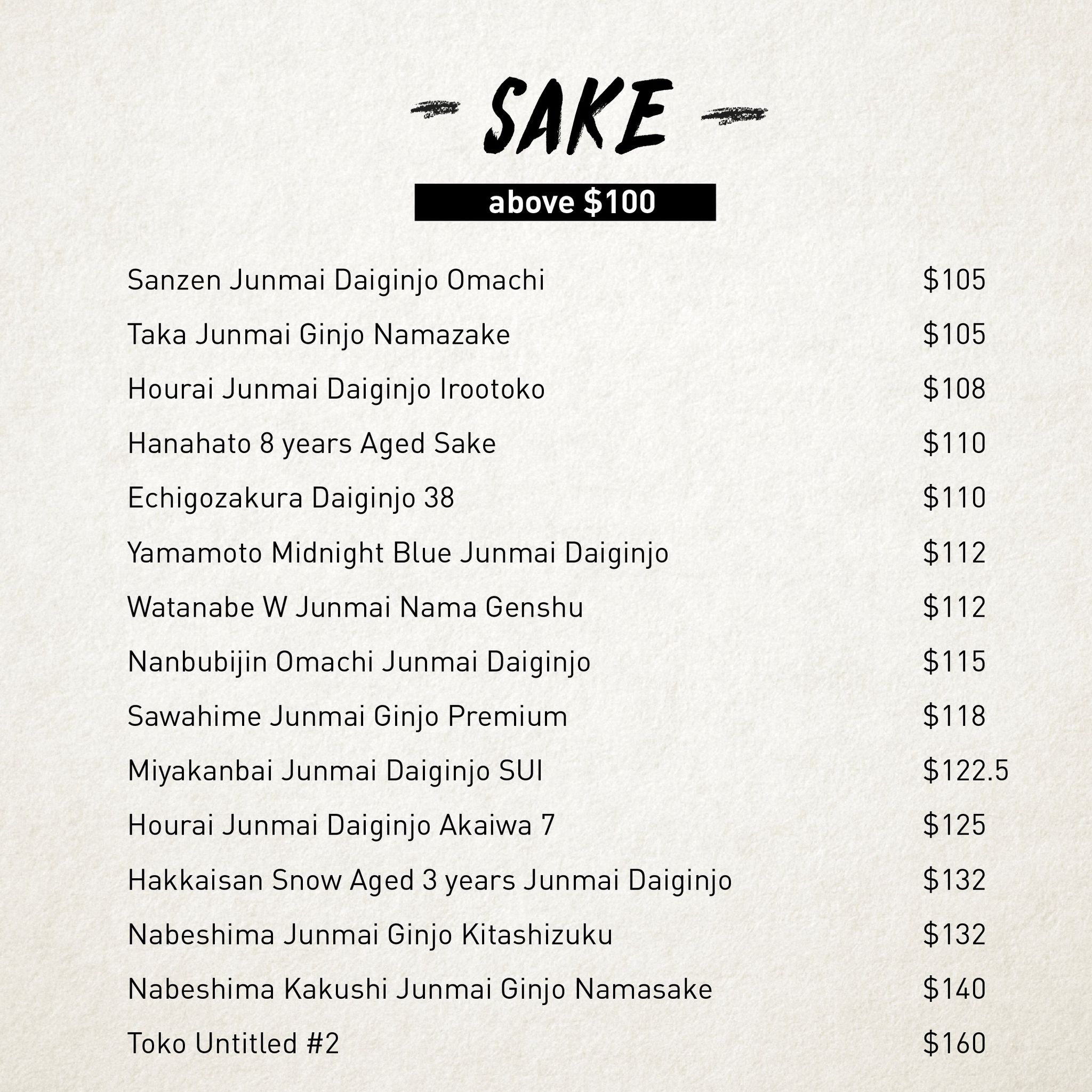 Sake - above $100_0