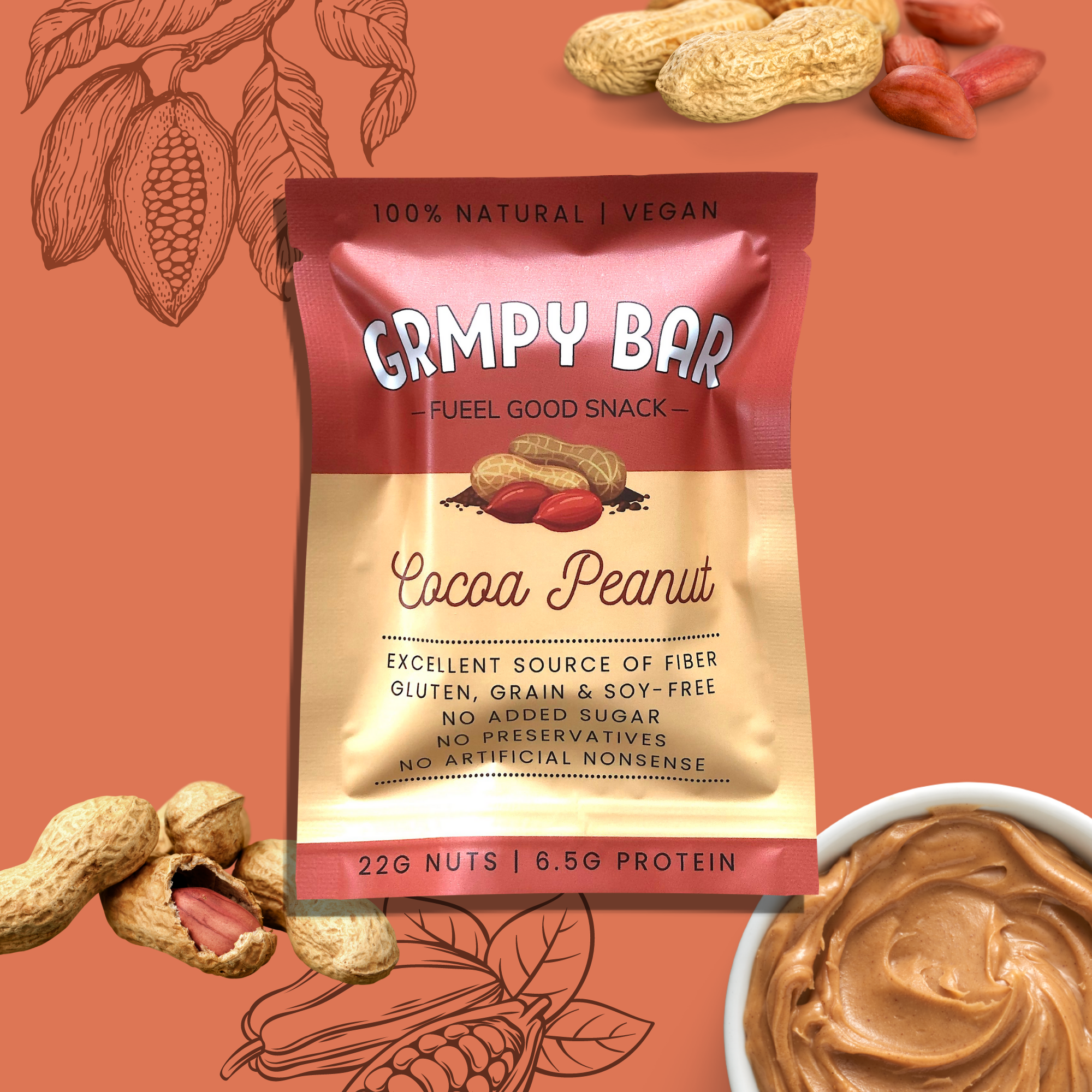 COCOA PEANUT GRMPY BAR, 10X50G_0