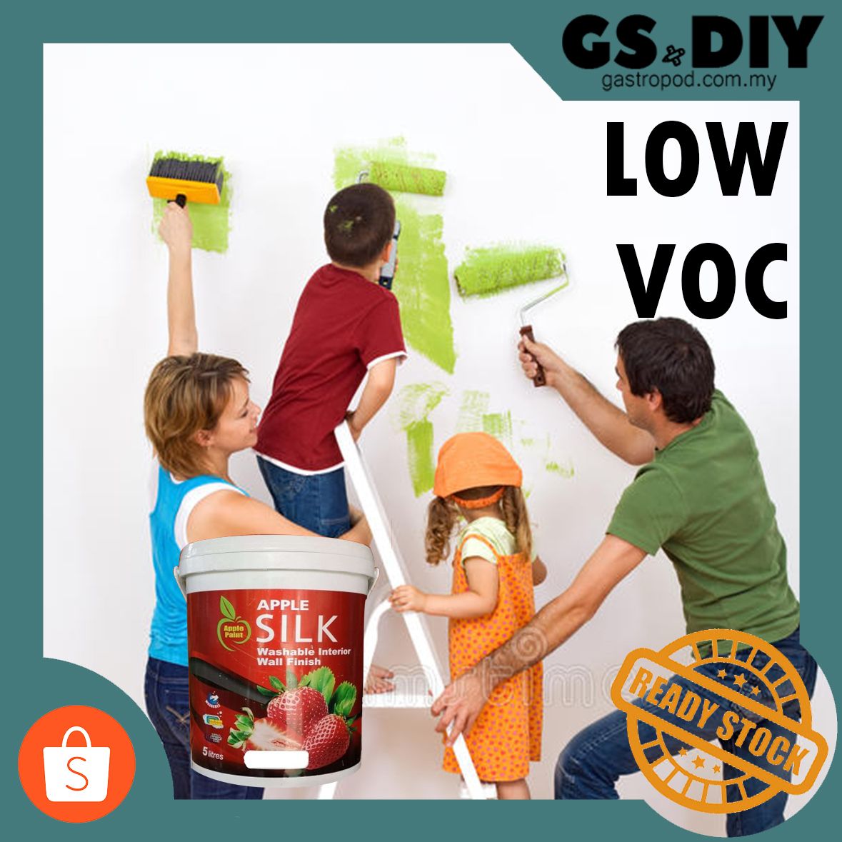 APPLE Silk Washable Interior Wall Finish🎨 1L& 5L Smooth Sheen Paint /Glossy Interior Paint 珍珠漆 (Price onward)_3