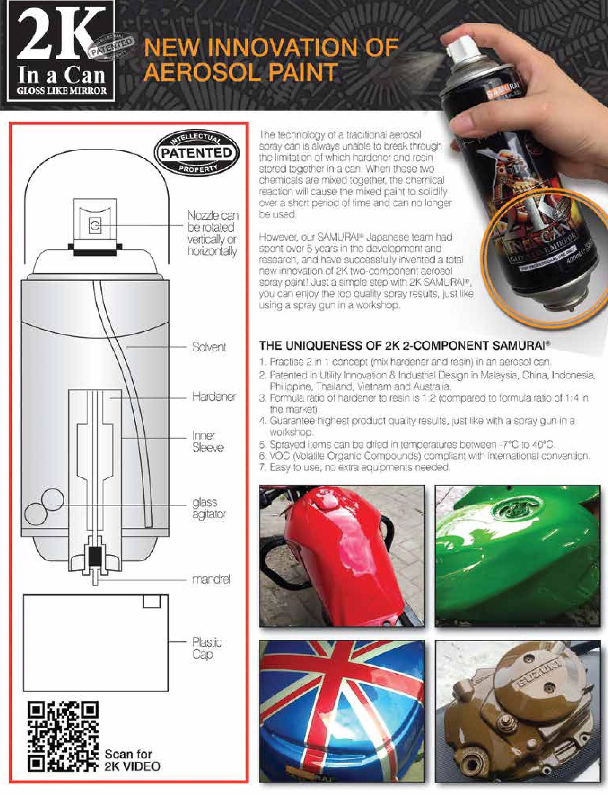 SAMURAI 2K Top Coat Spray Can 2K01p/ 2K07✨ Aerosol Spray Paint, PU Truck Bed Clear Bagi Kilat Dengan Tahan Lama_4