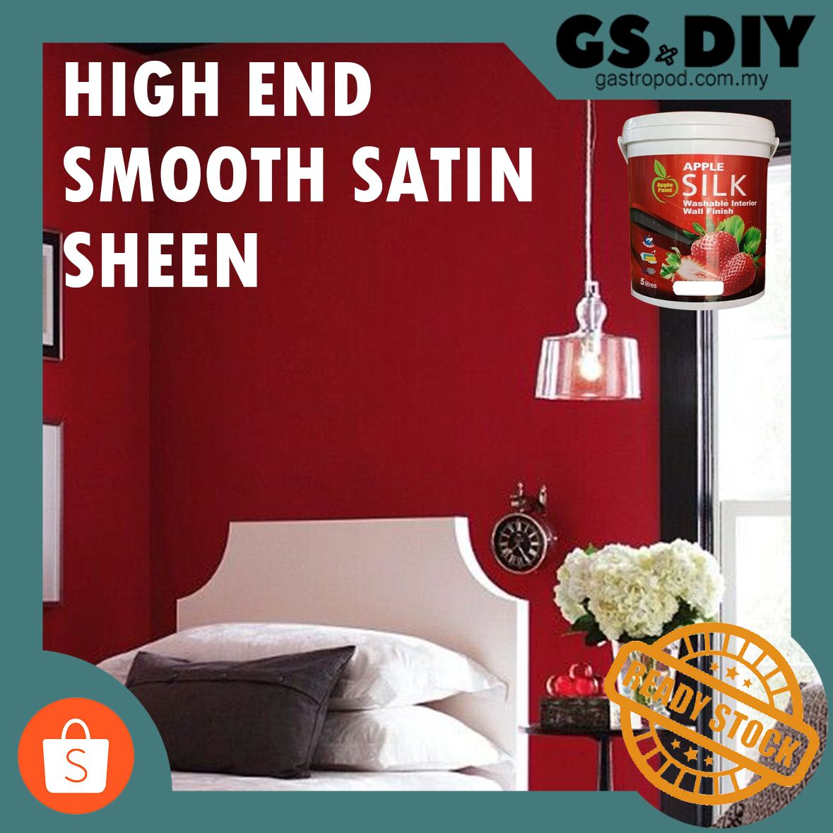 APPLE Silk Washable Interior Wall Finish🎨 1L& 5L Smooth Sheen Paint /Glossy Interior Paint 珍珠漆 (Price onward)_6