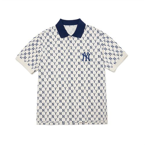Womans Basic MONOGRAM All-Over Polo T-Shirt NEW YORK YANKEES - C02_0