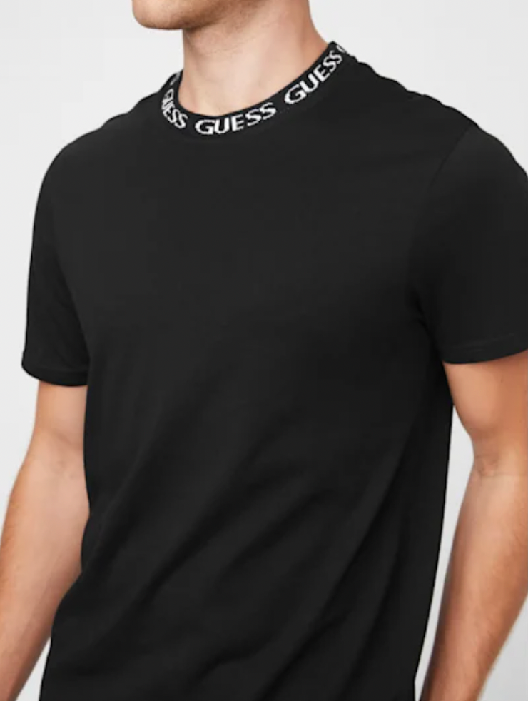 GUESS Black Neck Logo T-Shirt_2