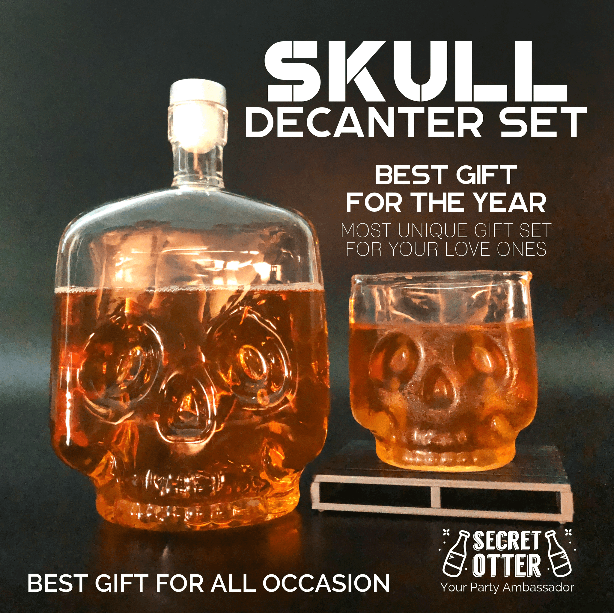 Unique Skeleton/Skull Decanter Gift Set _0