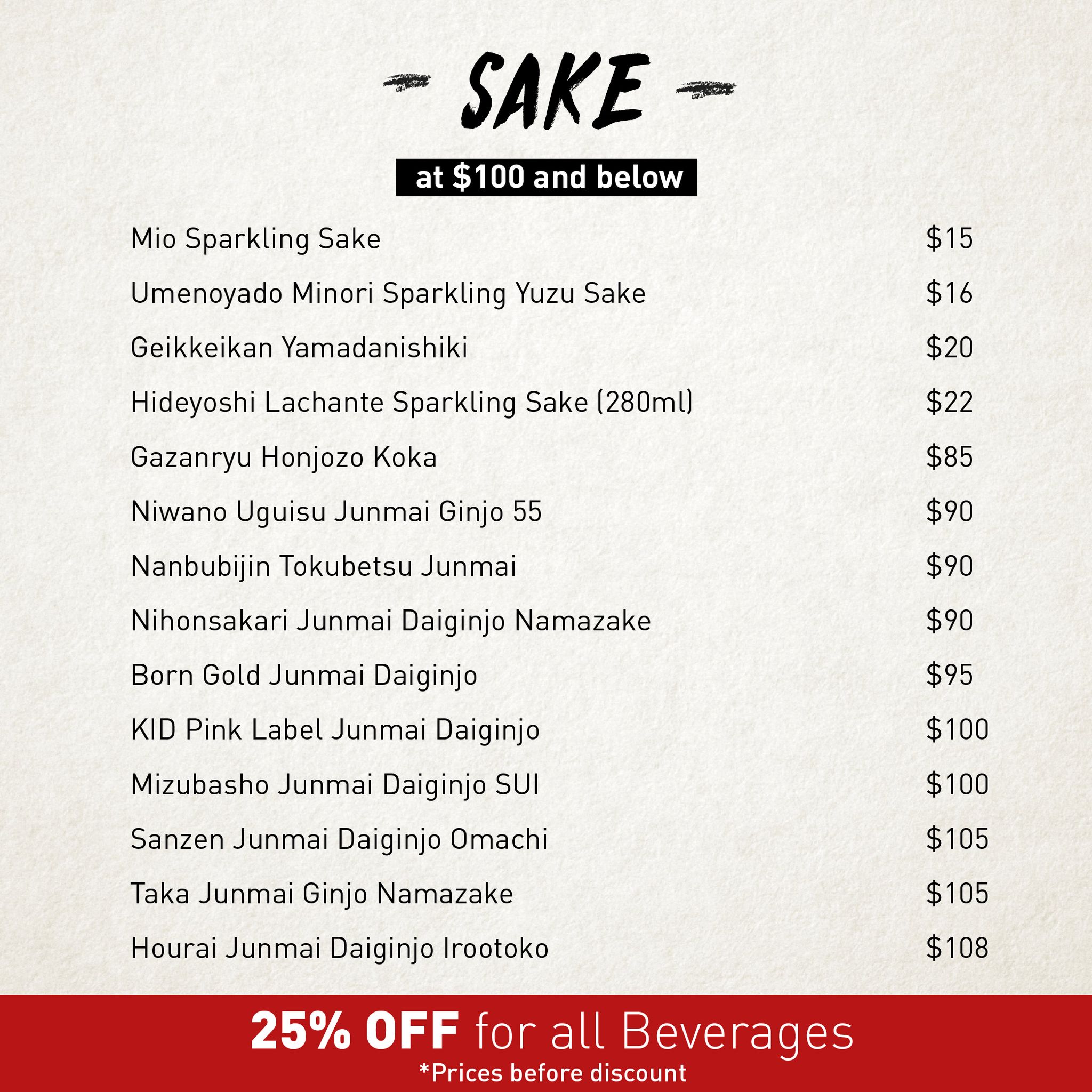 Sake - $100 and below_0