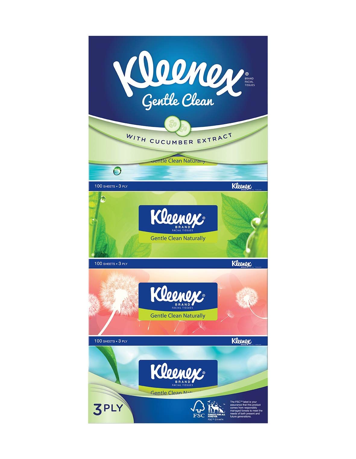 Kleenex Facial 3 PLY Gentle Clean with Cucumber Extract - 5 PCS_0