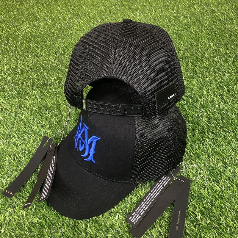 AMIRI CURVED PEAK BLACK AND BLUE LOGO_2