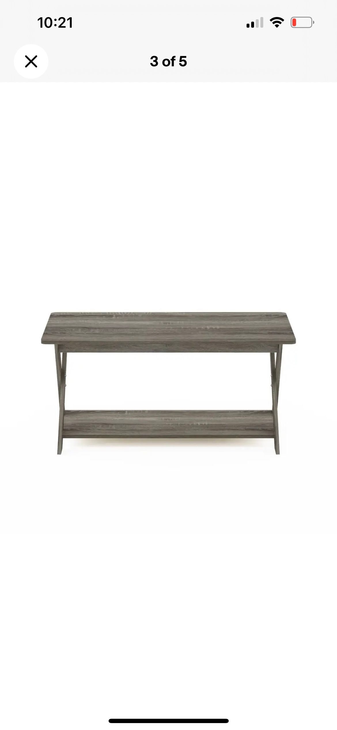 Wood Coffee Table Modern Criss-Crossed With Open Storage Shelf For Living Room_1