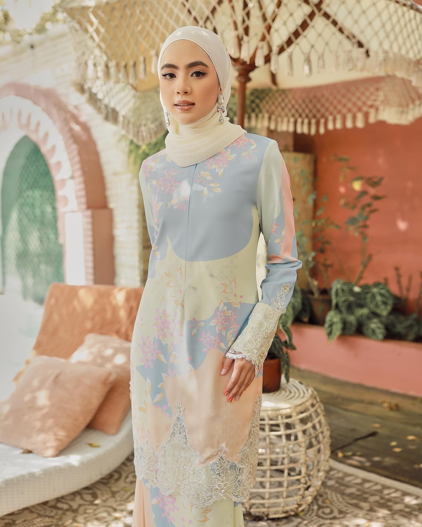 NIORA LACE KURUNG - BLUE PEACH_0