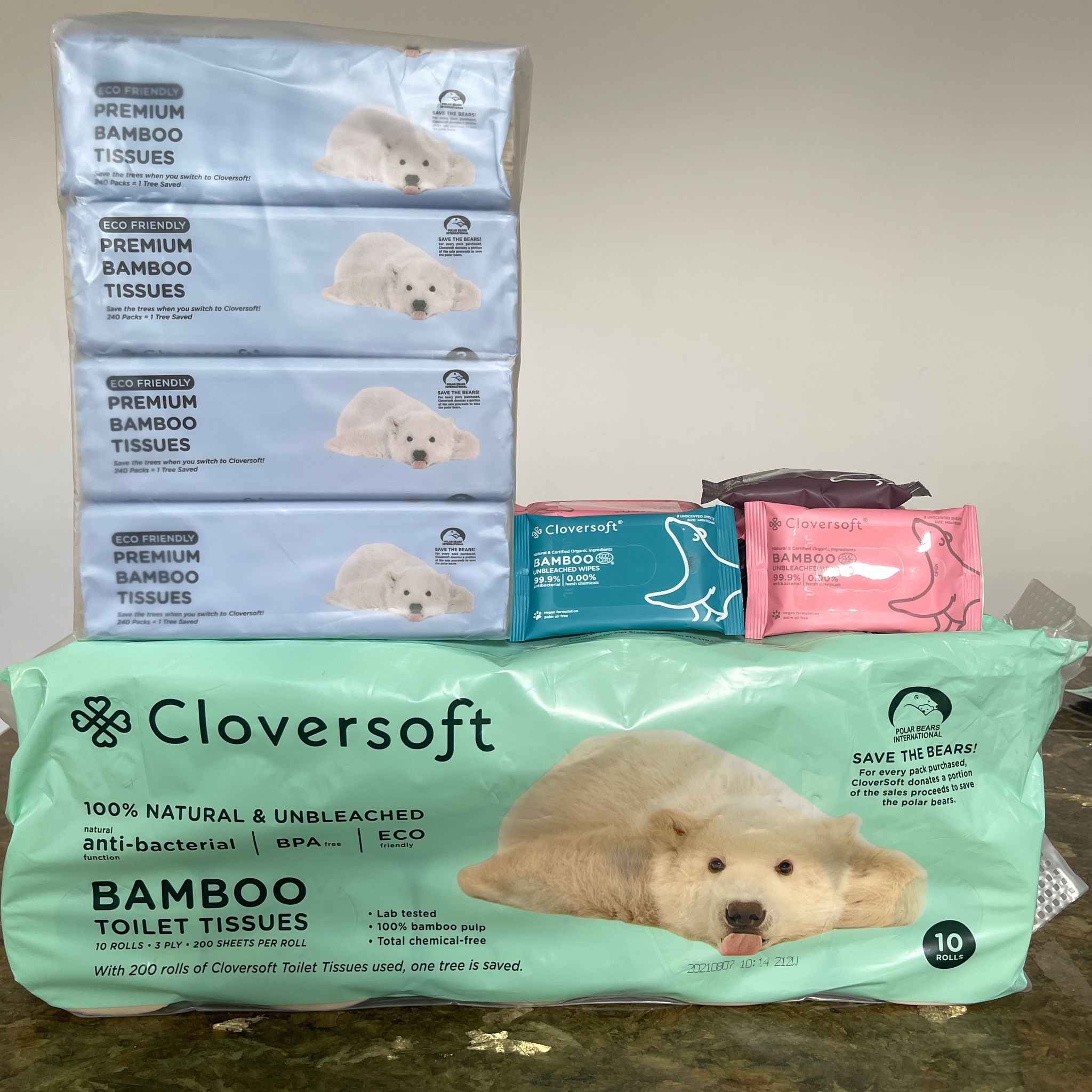 CloverSoft Bundle: Toilet Paper (3ply) + Facial Tissues (2ply) + Petite Wipes_0