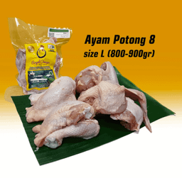 Whole Chicken Omega Size L (800-900 gr, Cut 8 Pcs)