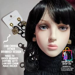 Branded Earring With Lanyard Mask Holder (MTO-Handmade)