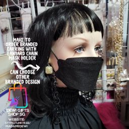 Branded Earring With Lanyard Mask Holder (MTO-Handmade)