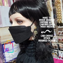 Branded Earring With Lanyard Mask Holder (MTO-Handmade)