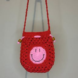 Smiley Drawstring Crossbody Bag