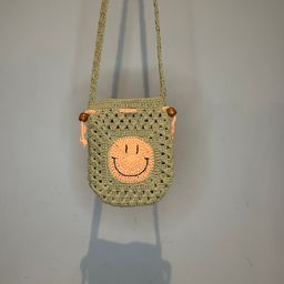 Smiley Drawstring Crossbody Bag