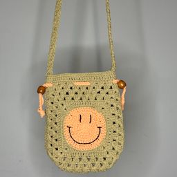 Smiley Drawstring Crossbody Bag