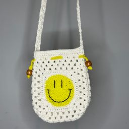 Smiley Drawstring Crossbody Bag